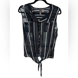 Fun & Flirt Navy and White Striped Top‎